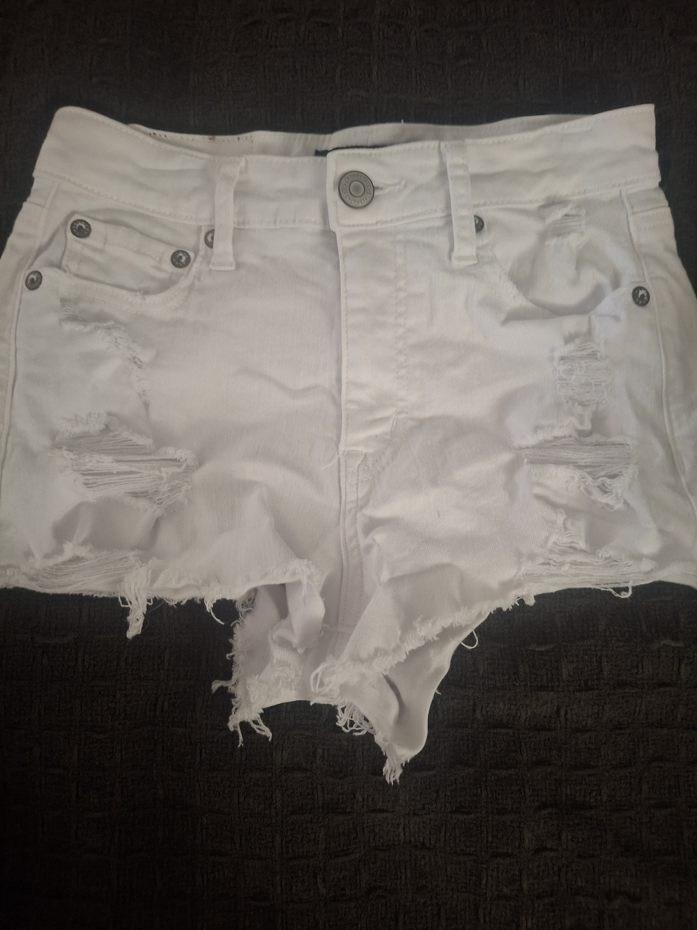 Aeropostale White Distressed Frayed Denim Jean Shorts